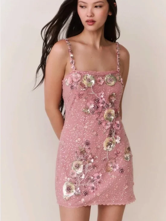 LoveShackFancy Rosemary Embellished Floral Mini Dress - 4 - Picture 1 of 6